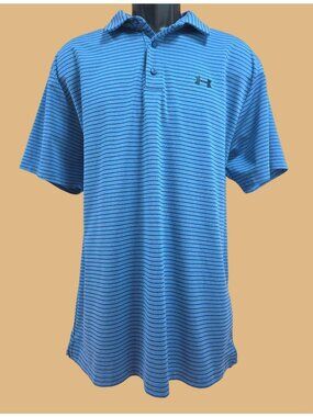 Under Armour Mens HeatGear Blue Striped Polo XL